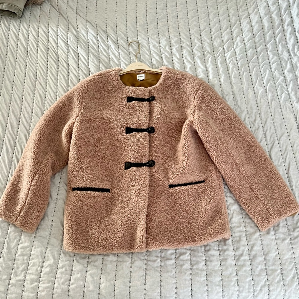 J. Crew Sherpa Toggle Coat in Cashew Teddy - Picture 2 of 4